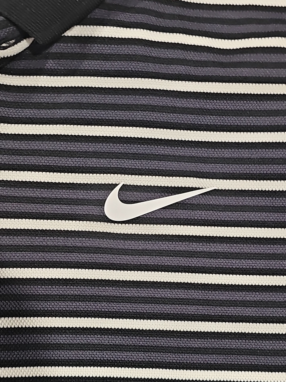Nike Black, White & Dark Gray Striped Dri-FIT Polo XL - Picture 2 of 5